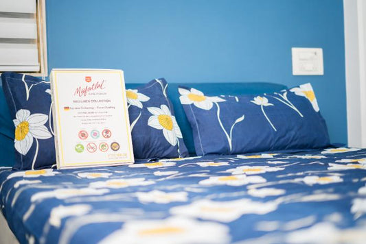 Flower Bedsheet with anti-microbial coating, reduces odors, anti-bacterial, and eco-friendly bedsheets.