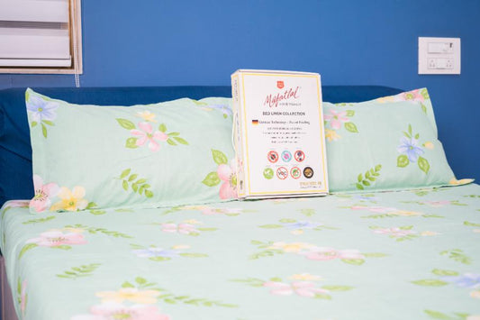 Green-Flowers Bedsheet with anti-microbial coating, reduces odors, anti-bacterial, and eco-friendly bedsheets